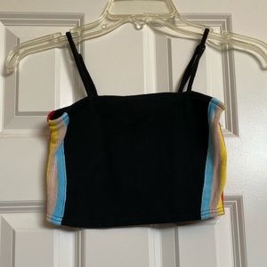 black and rainbow cropped top